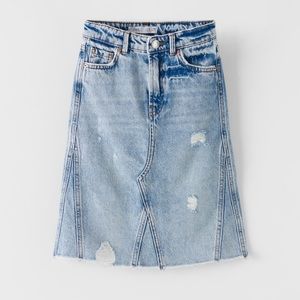 EUC Zara Distressed Midi Skirt
